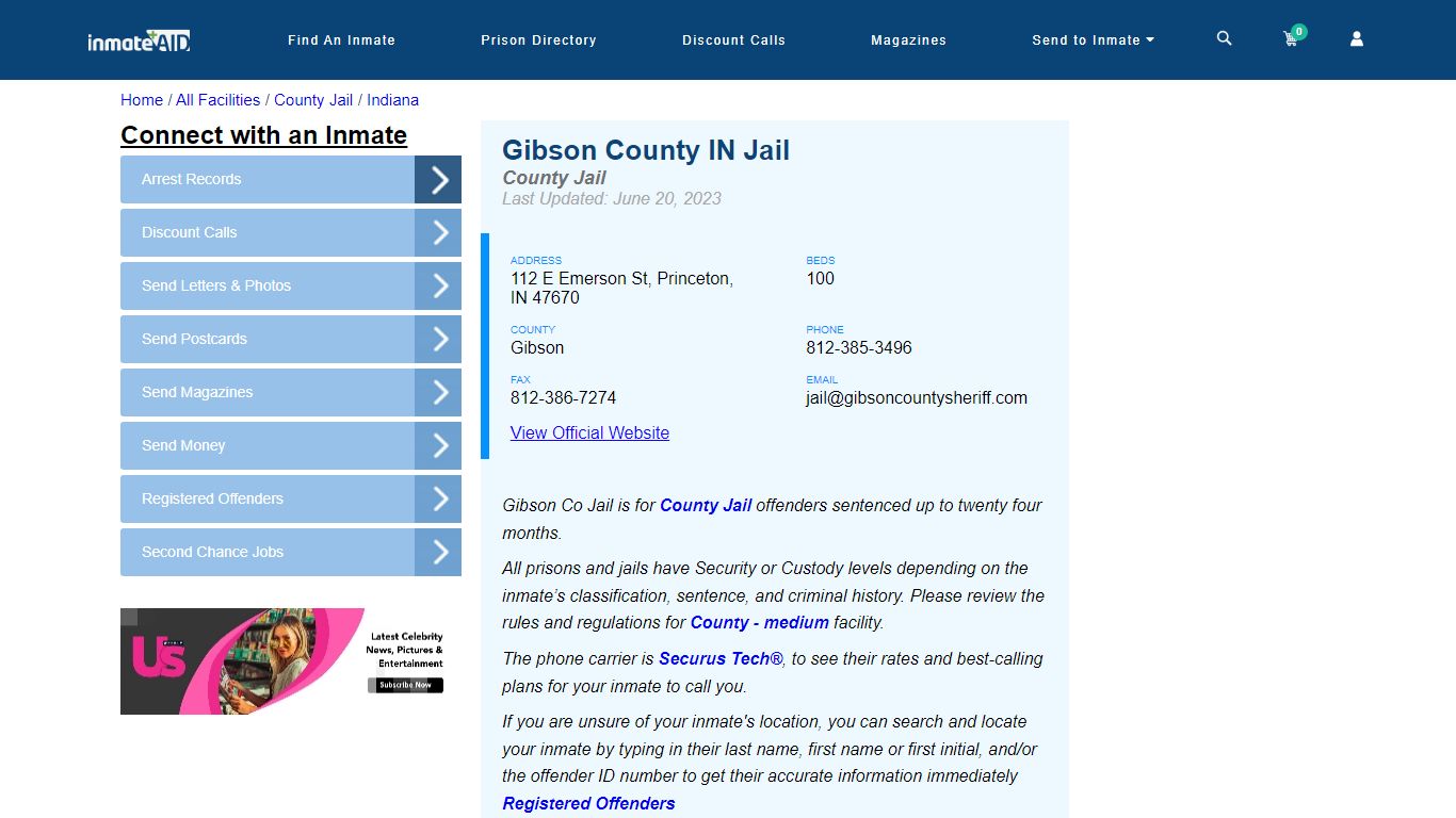 Gibson County IN Jail - Inmate Locator