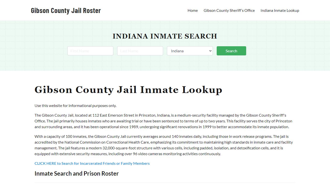 Gibson County Jail Roster Lookup, IN, Inmate Search